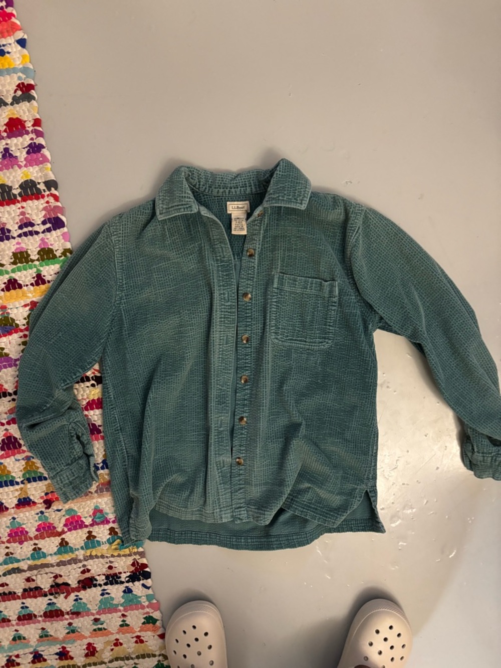L.L. Bean Teal Corduroy Button-Down Shirt